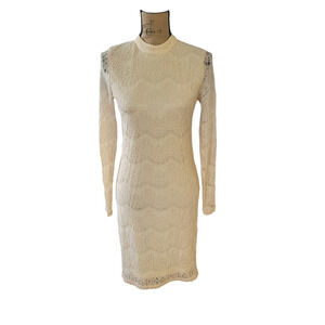 b.young lace cream long sleeve midi dress, size small
